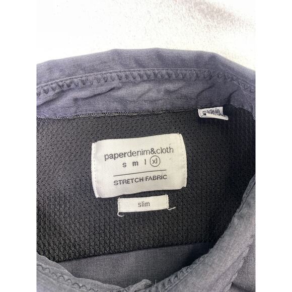 Paper Denim & Cloth Men’s XL Slim Fit Dark Gray Short Sleeve Button Up Shirt - Picture 2 of 4